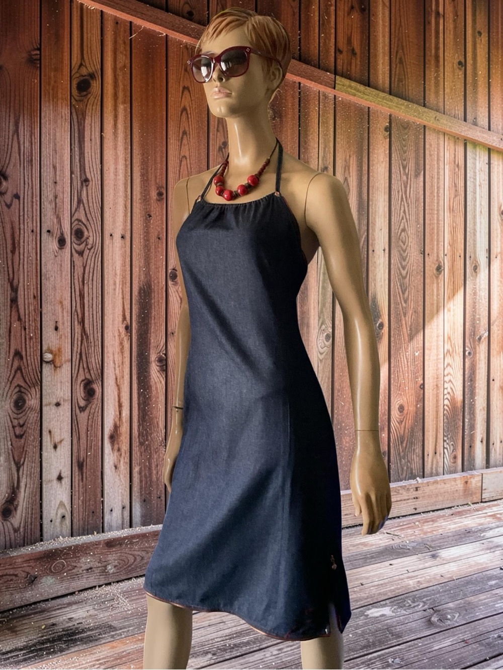 VINTAGE TRIPLE FIVE NYC SOUL ZIPPER HALTER DRESS SZ M - JUNIOR Sz  XL